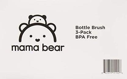 Amazon Brand - Mama Bear Baby Bottle Brush with Nipple Cleaner and Suction Cup Stand,White,3 Count (Pack of 12) - size: 3 Count (Pack of 12)