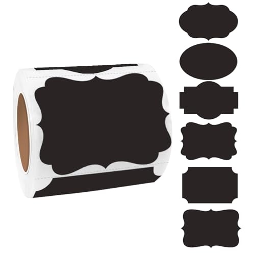 Black Labels Stickers, 250 PCS 3" x 2" Fancy Shape Sticker for Storage Box or Food Jars Holiday Present Christmas Gift Tags - color: Black, size: 2*3 inch