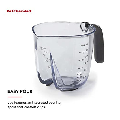 KitchenAid Universal Easy View Angled Measuring Cup, Medium, Clear with Black Handle - color: Black, size: Medium, style: Angled