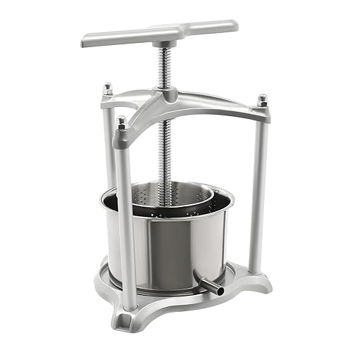 Fruit Wine Press, 3L Fruit Cider Grinder w/Dual Stainless Steel Barrels Manual Juice Maker, 0.8Gal Cider Apple Grape Tincture Vegetables Honey Olive Oil Making Press for Cider Tincture Cheese Herb