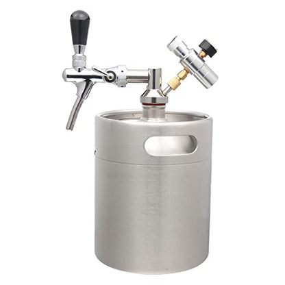 Portable Draft Keg System Stainless Steel Keg Mini Keg Draft System Stainless Steel Portable Mini Keg Dispenser Pressure Regulator Craft Beer Draft Home Brew,5L