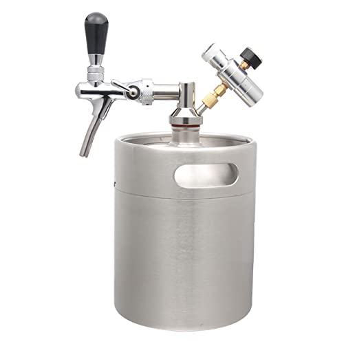 Portable Draft Keg System Stainless Steel Keg Mini Keg Draft System Stainless Steel Portable Mini Keg Dispenser Pressure Regulator Craft Beer Draft Home Brew,5L