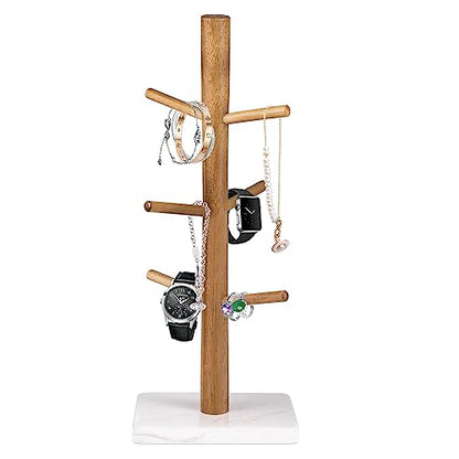 Buruis Wood Mug Holder, Marble Base Cup Rack Tree, Cup Stand Hanger, Kitchen Coffee Mug Tree Countertop Tea Cups Holder Stand, Coffee Mugs Dryer with 6 Hooks, White - color: Square base White