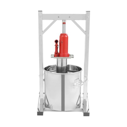 12L Manual Fruit Press, Stainless Steel Wine Cider Extractor Equipped with Hydraulic Jack, Home Brewing Equipment for Grape, Apple and Small Batch Home Brewing - color: 12L / 3.2Gal