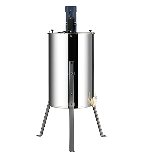 VEVOR Electric Honey Extractor, 2/4 Frame Stainless Steel Beekeeping Extraction, Honeycomb Drum Spinner with Transparent Lid, Apiary Centrifuge Equipment with Height Adjustable Stand - style: 4 Frame Rack(2 Deep Frames)