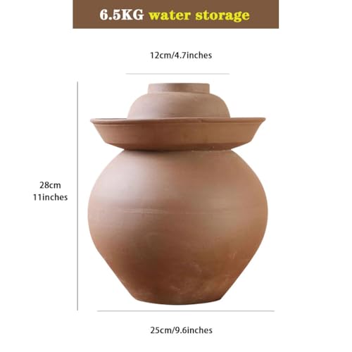 Unglazed Clay Fermentation Jar, Double Lid Design Sealed Pickling Crock, Classic Traditional Water Seal, Pickled Cucumbers and Beans(6.5kg/22.93oz) - size: 6.5kg/22.93oz