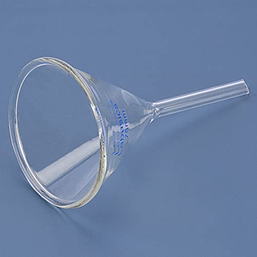 Labasics 2-Pack Glass Heavy Wall Funnel Borosilicate Glass Funnel, Short Stem 75 mm Diameter, 75 mm Stem Length - size: 75 mm Diameter and 75 mm Stem