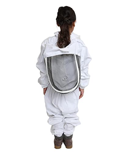 FOREST BEEKEEPING SUPPLY- Kids Full Body Bee Suit. Cotton twill soft to Children’s skin tuff to bee Stings with Veil - color: Cotton Suit, size: Small