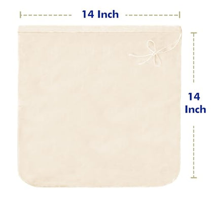 3 PCS Reusable Cheesecloth Bag & Nut Milk Bags, Grade 100, 14x14 Inch Hemmed Cheese Cloth for Straining Craft, 100% Cotton Unbleached Cloth Strainer for Cooking, Baking, Juicing, Cheese Making - size: 3 Pieces-14x14inch
