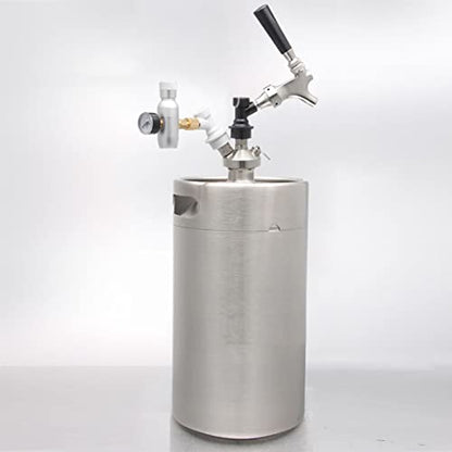 Portable Draft Keg System Stainless Steel Keg Mini Keg Draft System Stainless Steel Portable Mini Keg Dispenser Pressure Regulator Craft Beer Draft Home Brew,8L