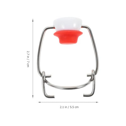 SUPVOX Swing Top Bottle Caps Replacement Flip Stoppers for Glass Beer Bottles, Stainless Steel Sealing Flip Caps with Spring Clasp, Red Protective Cover, 2 Pieces for Home Brewing