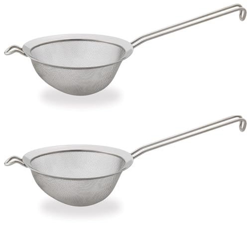 HIC Kitchen Fine Double Mesh Strainer, 18/8 Stainless Steel, 7-Inch, For Sifting Baking Ingredients, Straining, And Draining Stocks, Soups, And Sauces, Set of 2 - size: Double Mesh, 7-Inch, Set/2