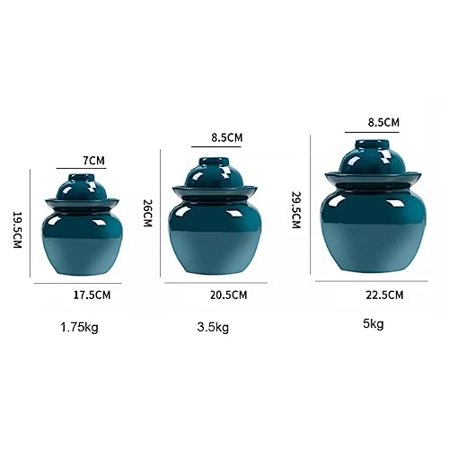 Fermentation Jar Traditional Chinese Porcelain Pickle Jar,Ceramics Fermenting Crock Kit with Water Seal Airlock Lid, Pickle Jar for Pickles Kimchi, Sauerkraut 1.75Kg - size: 1.75Kg