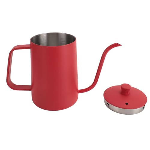 Pour Over Coffee Kettle, Gooseneck Stainless Steel Kettle, 600ml Precision Pouring Pot with Thermometer, Red Teapot for Home Brewing Coffee Tea