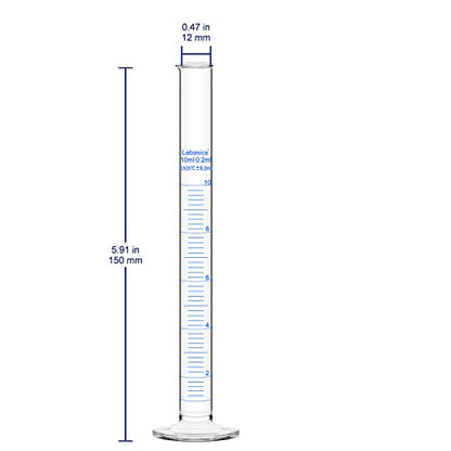Labasics 4-Pack Borosilicate Glass 10 ml Heavy Wall Graduated Cylinder Measuring Cylinder - size: 10 ml