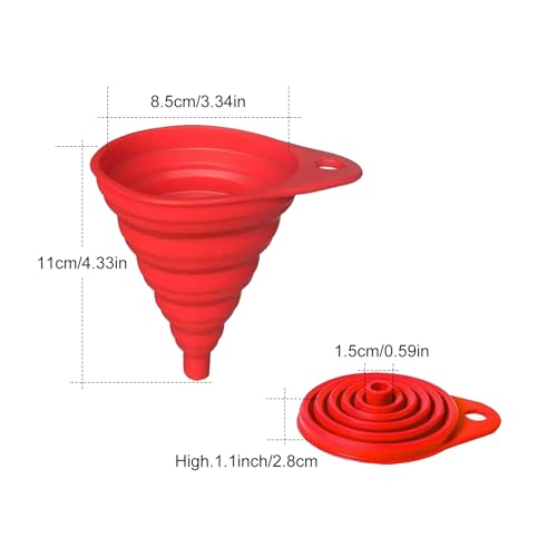 4 Pack Foldable Silicone Funnel Set, Collapsible Small & Large Sizes for Kitchen, Water Bottles & Liquid Transfer, Food Grade