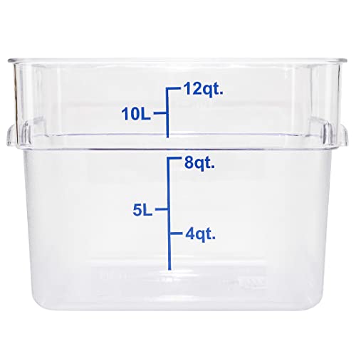 Restaurantware Met Lux 12 Quart Brine Buckets 10 Square Marinating Containers - With Volume Markers Built-In Handles Clear And Blue Plastic Dough Rising Buckets Freezer-Safe Lids Sold Separately - size: 12 Quarts, style: 10 Count