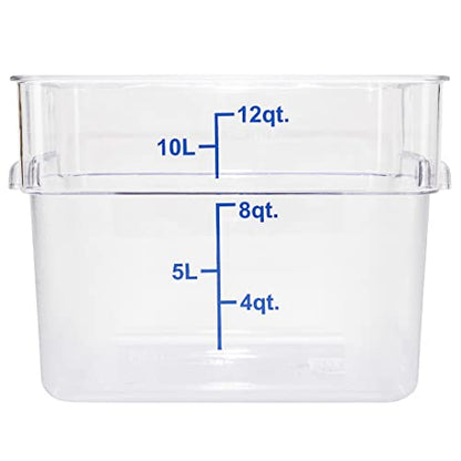 Restaurantware Met Lux 12 Quart Brine Buckets 10 Square Marinating Containers - With Volume Markers Built-In Handles Clear And Blue Plastic Dough Rising Buckets Freezer-Safe Lids Sold Separately - size: 12 Quarts, style: 10 Count