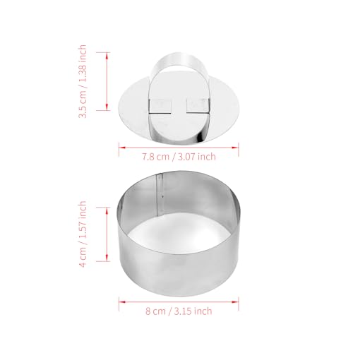Round Stainless Steel Mousse Ring Set 4PCS with Pusher Round Cake Mold for DIY Desserts Cheesecake Pastry Cookie Baking Tools(3.15 x 1.57Inch) - size: Round