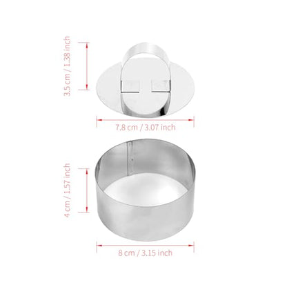 Round Stainless Steel Mousse Ring Set 4PCS with Pusher Round Cake Mold for DIY Desserts Cheesecake Pastry Cookie Baking Tools(3.15 x 1.57Inch) - size: Round