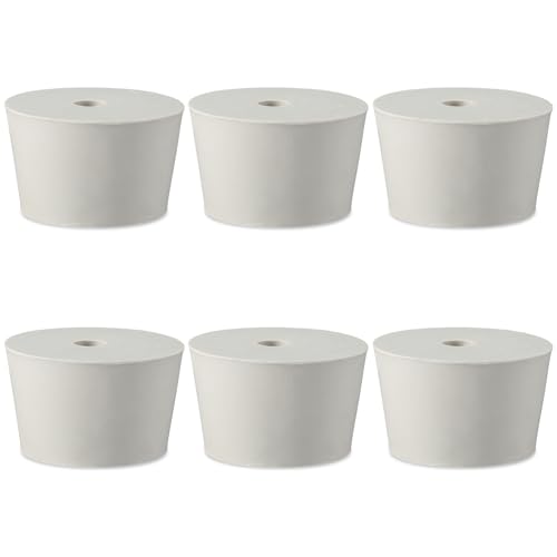 6 Pcs #10 Drilled Rubber Stopper Solid Carboy Bung with Hole Durable Rubber Wine Stoppers for Use with Fermentation Airlock Tapered Bung for Corking Home Brewing Glass Carboys