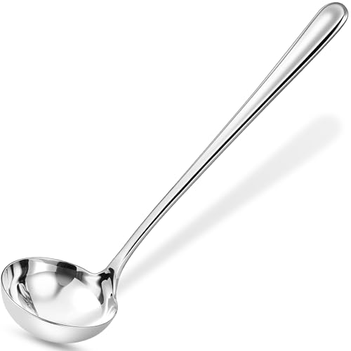 KEAWELL Premium 11" Verona Small Soup Ladle, 18/10 Stainless Steel, Heavy-Duty Construction, High-Polished Finish, Ergonomic Handle for Smooth Pouring, Dishwasher Safe (1, 11" Soup Ladle) - size: 11" Soup Ladle