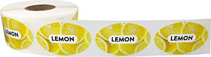 Lemon Grocery Store Food Labels 1.25 x 2 Inch Oval Shape 500 Total Adhesive Stickers - color: Lemon
