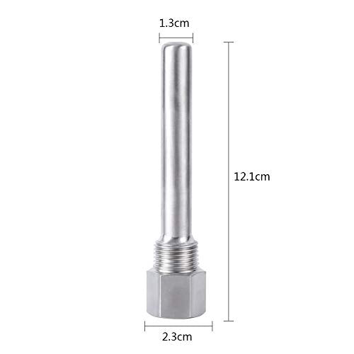 Stainless Steel Thermowell 1/2" NPT Threads, 120mm Thermopocket for Fast Ferment Thermometer Stainless Steel Thermometer, FasterFerment Accessories