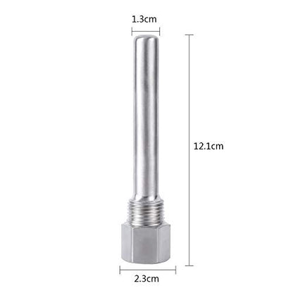 Stainless Steel Thermowell 1/2" NPT Threads, 120mm Thermopocket for Fast Ferment Thermometer Stainless Steel Thermometer, FasterFerment Accessories