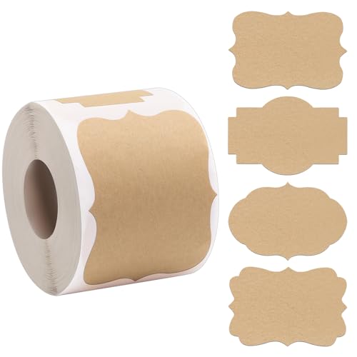 300 Pcs Gift Tags Stickers Name Labels Stickers, 2×3 Inch Self-Adhesive Handmade Bottle Jar Labels for Presents Decoration Jars Craft - color: Light Brown