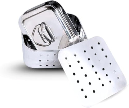 Stainless Steel Paneer Maker Mould Press with Lid, 500ml Square Tofu Press, Homemade Cheese Strainer Box Set, 12.5cm