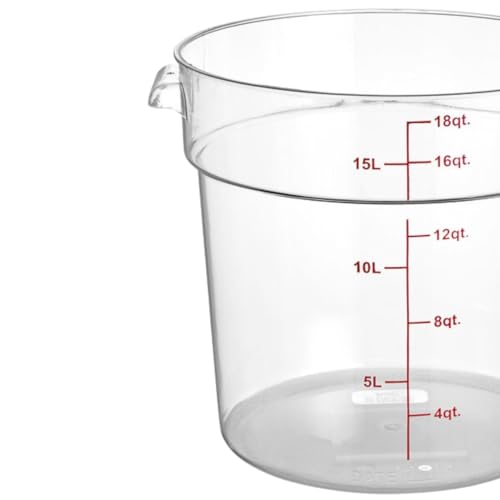 TrueCraftware- 18 Quart Clear Round Food Storage Container Polycarbonate- Commercial Reusable Food Container Canister with Measurement Markings for Meal Prep Pantry Kitchen - size: 18 Quart