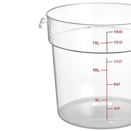 TrueCraftware- 18 Quart Clear Round Food Storage Container Polycarbonate- Commercial Reusable Food Container Canister with Measurement Markings for Meal Prep Pantry Kitchen - size: 18 Quart