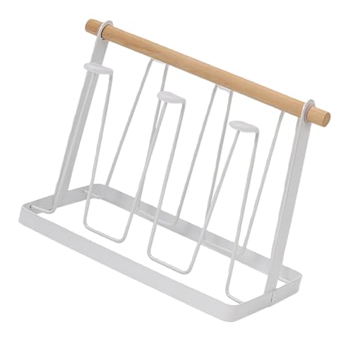 Cup Drying Rack, Bottle Drying Rack, Slanted Iron Coffee Mug Holder Stand, Countertop Glass Organizer, Removable Drain Tray Kitchen Tumbler Caddy, Counter Glass Tree - color: White