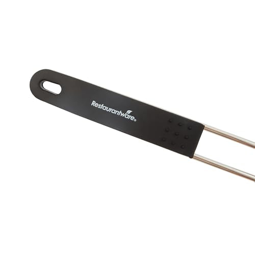 Restaurantware Fine Mesh Strainer 1 Count 12.6" x 5.5" x 2.3" with Silicone Handle Stainless Steel Extra Fine Mesh Strainer Heat-Resistant Handle Dishwasher-Safe for Rice, Quinoa, Pasta - size: Standard, Extra Fine Mesh-5 1/2"