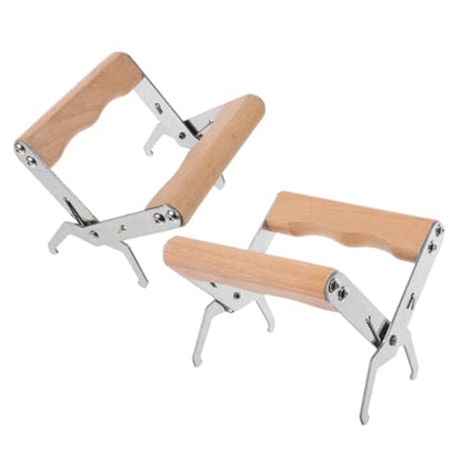 HANABASS 2pcs Steel Beehive Frame Capture Clamp with Wooden Handle, Beekeeping Equipment for Honey Harvesting and Hive Inspection, Beehive Lifter Gripper Tool for Apiary Supplies