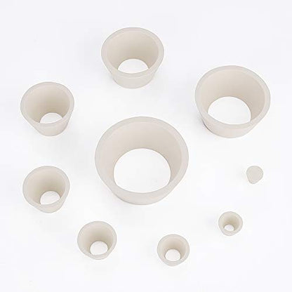 Labasics Filter Adapter Cones, Durable Tapered Collar Rubber Stopper Buchner Funnel Flask Cones Adapter Set, Wear Resistance Smooth Surface, Pack of 9, White