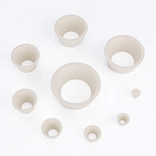 Labasics Filter Adapter Cones, Durable Tapered Collar Rubber Stopper Buchner Funnel Flask Cones Adapter Set, Wear Resistance Smooth Surface, Pack of 9, White