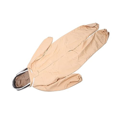 Beekeeping Suit Canvas Full Body Beekeeper Outfit with Gloves for Men Women Apiary Protective Clothing, Light Coffee
