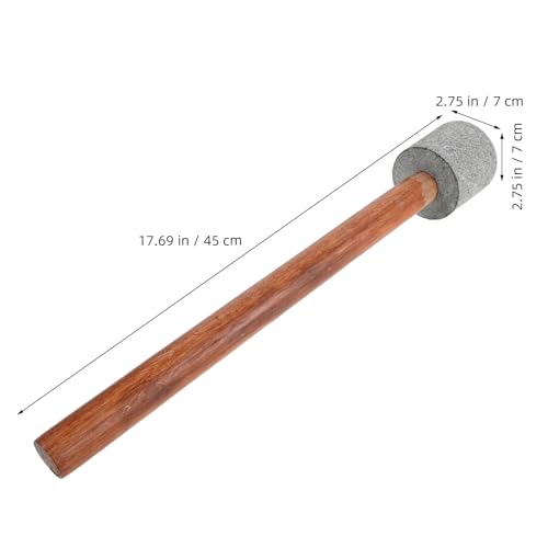 Sauerkraut Tamper: Wooden Handle Vegetable Tamper with Granite Pestle Head - Food Fermentation Masher Sauerkraut Pounder for Home Pickling and Kimchi Making - size: 45.00X7.00X7.00CM