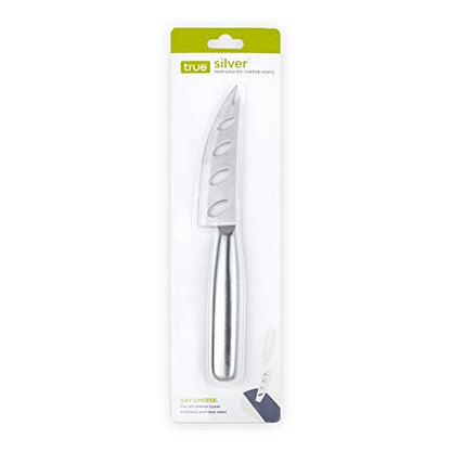 True Silver Perforated Stainless Steel Cheese Knife for Game Night Dinner BBQ Party, Charcuterie Boards Accessories, Home Kitchen Essentials, Set of 1 - style: Silver