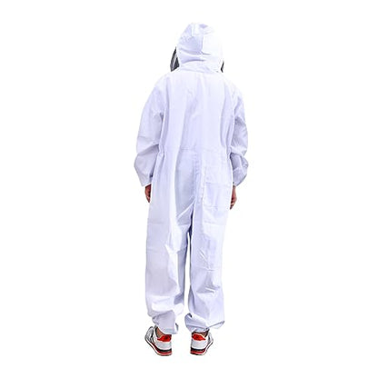 Beekeeping Costume Full Body Suit Veil Professional Beekeeper Outfit Size XXL White