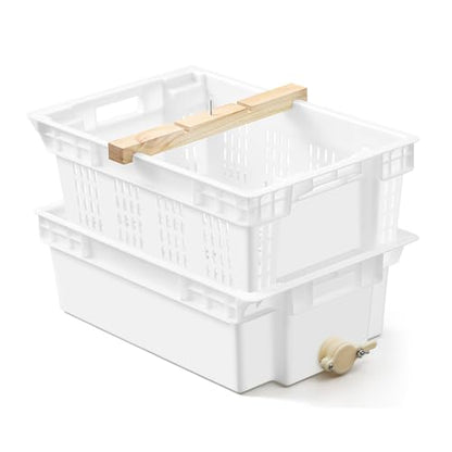 Zonon Beekeeping Uncapping Station for Honey Harvesting, Extractor, Strainer and Plastic Honey Cutting Deep Tray Shallow Tray Box Set(Double Layer, Food-Grade High-Density Pe Plastic) - style: Double Layer