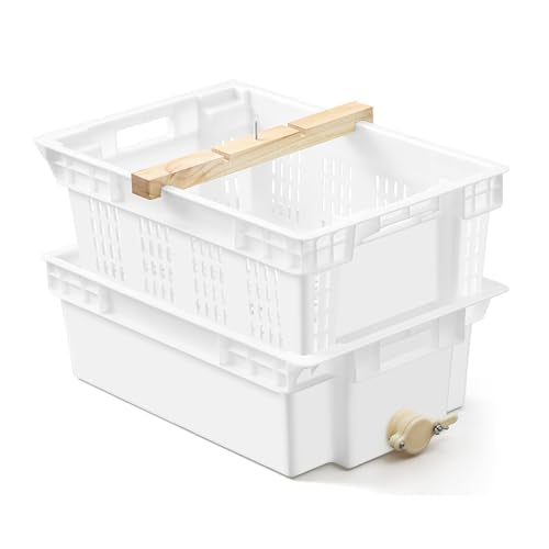 Zonon Beekeeping Uncapping Station for Honey Harvesting, Extractor, Strainer and Plastic Honey Cutting Deep Tray Shallow Tray Box Set(Double Layer, Food-Grade High-Density Pe Plastic) - style: Double Layer