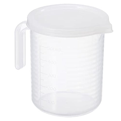 PATIKIL Graduated Beaker, 500ml PP Plastic Liquid Measuring Cup Double Sided Graduations with Handle Lid and Spout for Lab Kitchen Home - size: 500ml