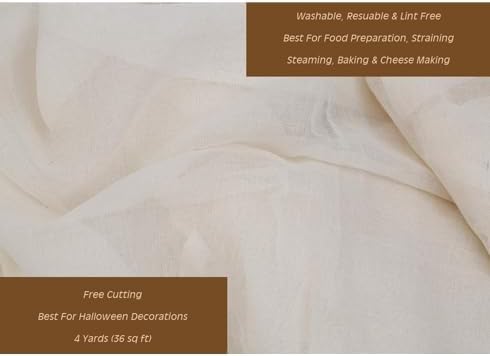 MF Cheesecloth 18 Sq Feet / 2 Yards (2 Yards) | Muslin Cloth | Grade 90, Ultra Fine | 100% Cotton | Natural & Unbleached | Best for Cooking, Baking, Filtering & Straining |