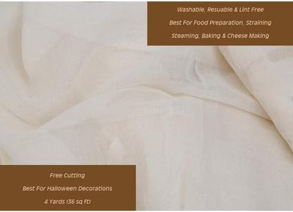 MF Cheesecloth 18 Sq Feet / 2 Yards (2 Yards) | Muslin Cloth | Grade 90, Ultra Fine | 100% Cotton | Natural & Unbleached | Best for Cooking, Baking, Filtering & Straining |