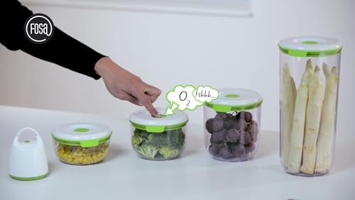 FOSA 1 x 2850ml Large Food Containers with Click-Button Vacuum Seal, Compatible Vacuum Food Storage System - size: 96oz × 1