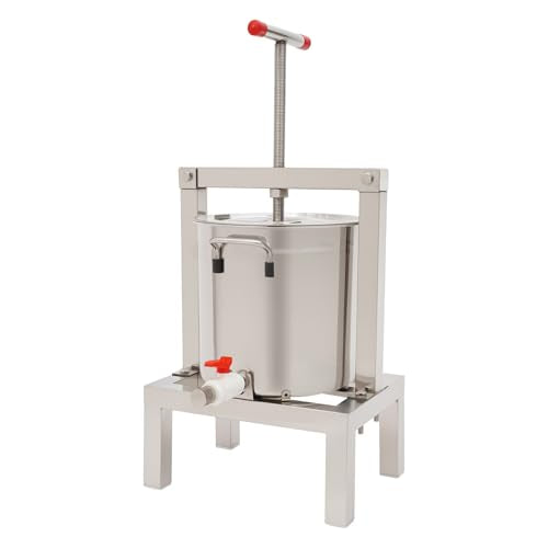 10L/2.6Gal Stainless Steel Fruit Wine Press,Large Fruit Honey Presser and Cider Manual Juice Maker,T-shape Apple Press extractor for Wine and Juice Making Cider Press