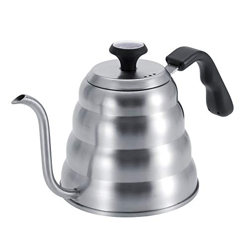 Stainless Steel Coffee Kettle with Gooseneck Spout Built in Thermometer Accuracy Pouring for Perfect Brew(1.2L-Silver) - size: 1.2L